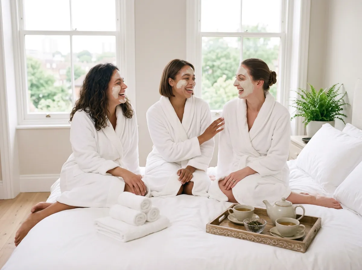 Guests enjoying treatments at a Bluu pamper party Guests enjoying treatments at a Bluu pamper party