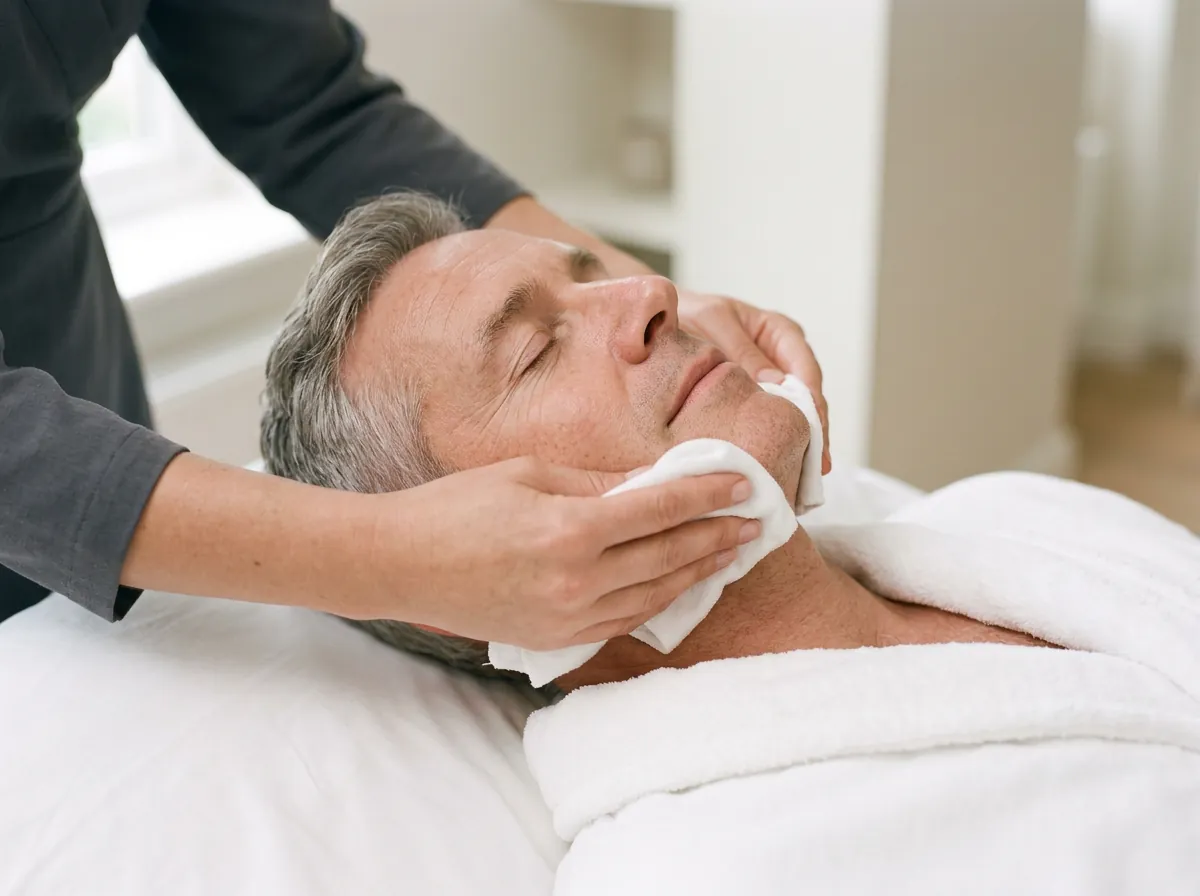 Man enjoying a facial Man enjoying a facial