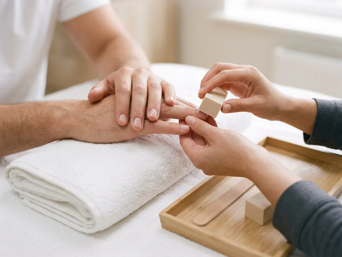 Men's manicure with natural buffed nails Men's manicure with natural buffed nails